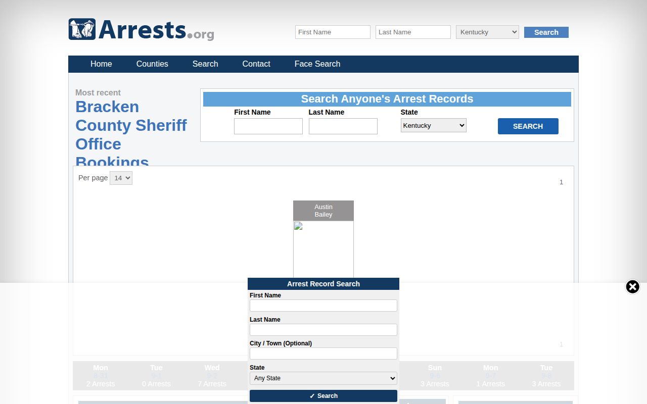 Unofficial Bracken County Sheriff arrest archive view